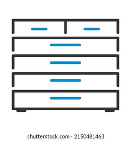 Chest Of Drawers Icon. Editable Bold Outline With Color Fill Design. Vector Illustration.