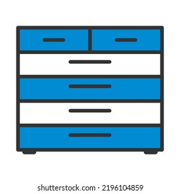 Chest Of Drawers Icon. Editable Bold Outline With Color Fill Design. Vector Illustration.