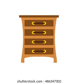 Chest of drawers icon in flat style isolated on white background. Furniture symbol vector illustration