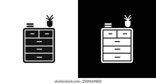Chest of drawers icon Flat vector set outline