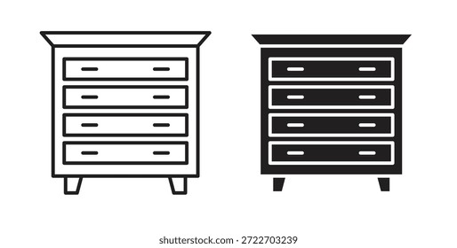 Ilustración vectorial aislada del icono del pecho de los cajones. Pictograma de Vector para Web y App