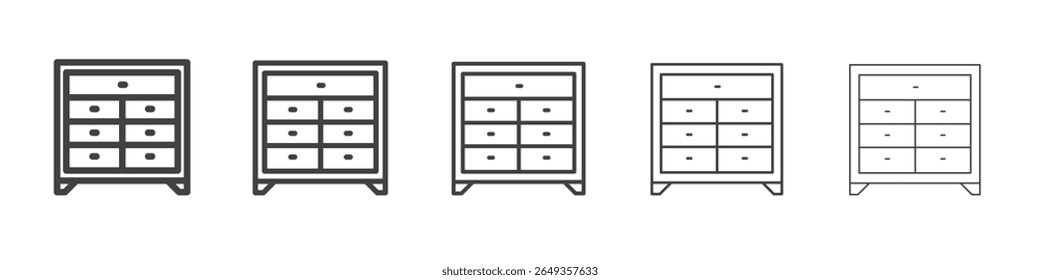 Icono del cofre de los cajones Símbolo de ilustración de gráficos de línea