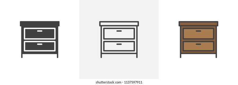 Chest of drawers icon. Line, solid and filled outline colorful version, outline and filled vector sign. Symbol, logo illustration. Different style icons set. Pixel perfect vector graphics