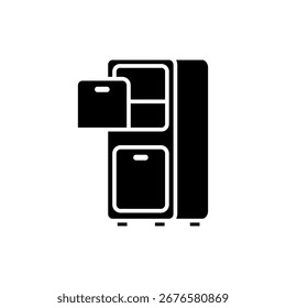 Kommode Symbol, einfacher flacher Stil, Piktogramm Logo Symbol, Vektorgrafik, einzeln auf Weiß für mobile App