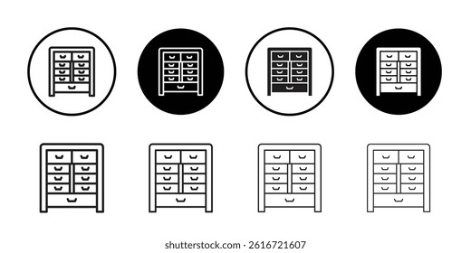 Chest of drawers icon Thin line illustration set