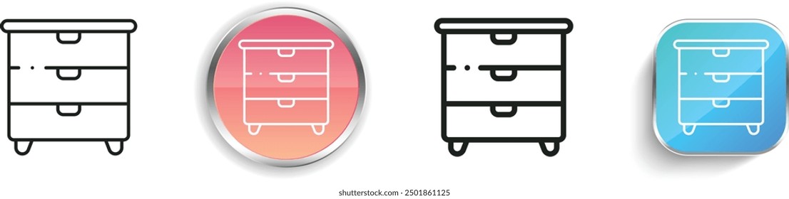 chest of drawers icon. Thin Linear, Regular and Button Style Design Isolated On White Background