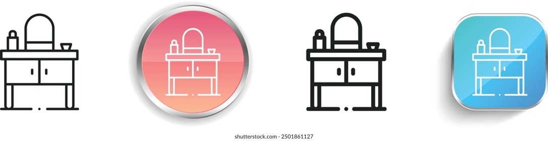 Icono de cómoda. Diseño de estilo lineal delgado, regular y de Botón aislado sobre fondo blanco