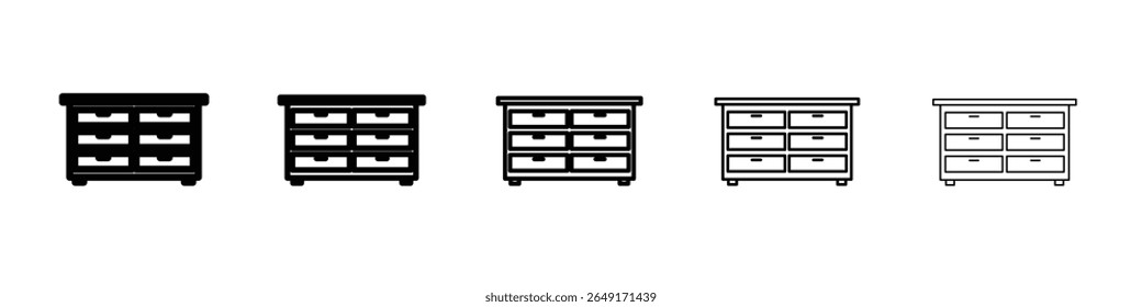 Caixa de gavetas ícone delineamento fino logotipo marca set