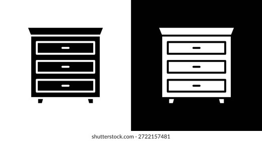 Ilustración vectorial de icono de cofre de cajones - iconos vectoriales de estilo negro de alta calidad