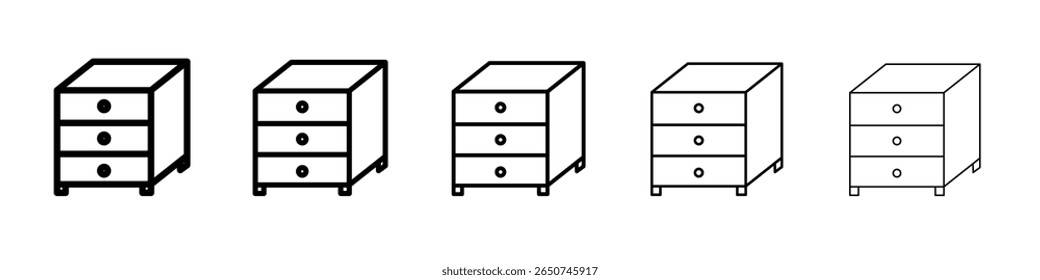 Símbolo o ilustración del contorno del Vector del icono del cofre de los cajones