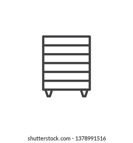 Chest of drawers line icon. linear style sign for mobile concept and web design. Bedside dresser, commode outline vector icon. Symbol, logo illustration. Pixel perfect vector graphics