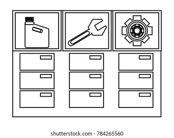 chest of drawers of mechanic tools
