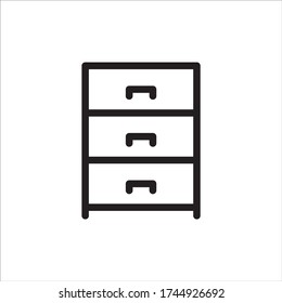 Chest of drawers in Office, line flat vector icon for mobile application, button and website design. Illustration isolated on white background. EPS 10 design, logo, app, infographic, 