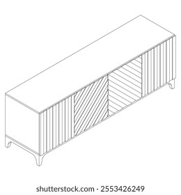 Chest of drawers outline icon. Line art illustration of TV stand, dresser. Modern commode, furniture in scandinavian style for home interior. Linear vector illustration isolated on white background