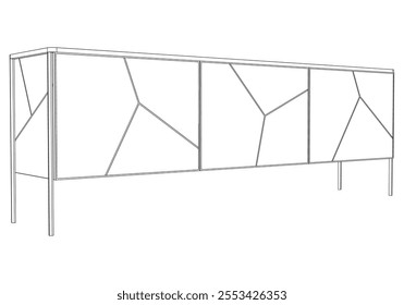 Chest of drawers outline icon. Line art illustration of TV stand, dresser. Modern commode, furniture in scandinavian style for home interior. Linear vector illustration isolated on white background