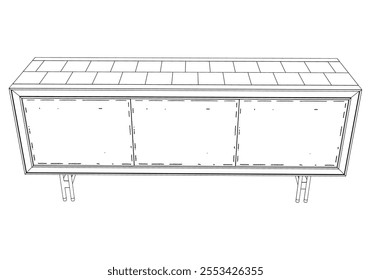 Chest of drawers outline icon. Line art illustration of TV stand, dresser. Modern commode, furniture in scandinavian style for home interior. Linear vector illustration isolated on white background
