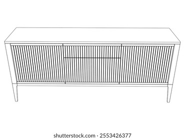 Chest of drawers outline icon. Line art illustration of TV stand, dresser. Modern commode, furniture in scandinavian style for home interior. Linear vector illustration isolated on white background