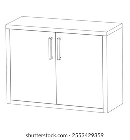 Chest of drawers outline icon. Line art illustration of TV stand, dresser. Modern commode, furniture in scandinavian style for home interior. Linear vector illustration isolated on white background