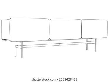 Chest of drawers outline icon. Line art illustration of TV stand, dresser. Modern commode, furniture in scandinavian style for home interior. Linear vector illustration isolated on white background