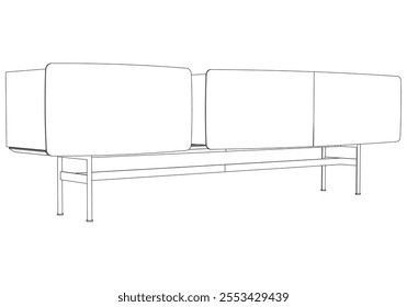 Chest of drawers outline icon. Line art illustration of TV stand, dresser. Modern commode, furniture in scandinavian style for home interior. Linear vector illustration isolated on white background