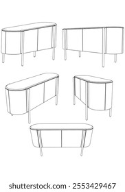 Chest of drawers outline icon. Line art illustration of TV stand, dresser. Modern commode, furniture in scandinavian style for home interior. Linear vector illustration isolated on white background