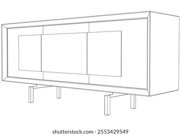Chest of drawers outline icon. Line art illustration of TV stand, dresser. Modern commode, furniture in scandinavian style for home interior. Linear vector illustration isolated on white background