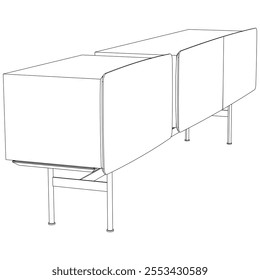 Chest of drawers outline icon. Line art illustration of TV stand, dresser. Modern commode, furniture in scandinavian style for home interior. Linear vector illustration isolated on white background