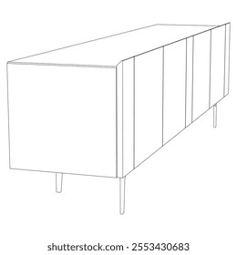 Chest of drawers outline icon. Line art illustration of TV stand, dresser. Modern commode, furniture in scandinavian style for home interior. Linear vector illustration isolated on white background