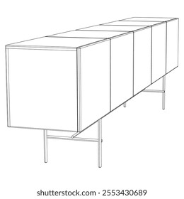 Chest of drawers outline icon. Line art illustration of TV stand, dresser. Modern commode, furniture in scandinavian style for home interior. Linear vector illustration isolated on white background