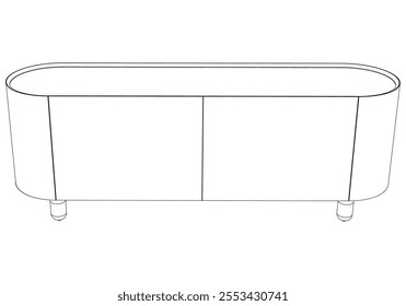 Chest of drawers outline icon. Line art illustration of TV stand, dresser. Modern commode, furniture in scandinavian style for home interior. Linear vector illustration isolated on white background