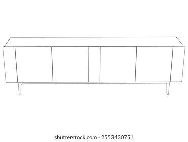 Chest of drawers outline icon. Line art illustration of TV stand, dresser. Modern commode, furniture in scandinavian style for home interior. Linear vector illustration isolated on white background