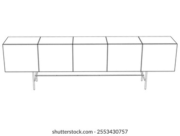 Chest of drawers outline icon. Line art illustration of TV stand, dresser. Modern commode, furniture in scandinavian style for home interior. Linear vector illustration isolated on white background