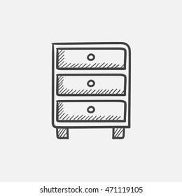 Chest of drawers sketch icon for web, mobile and infographics. Hand drawn vector isolated icon.