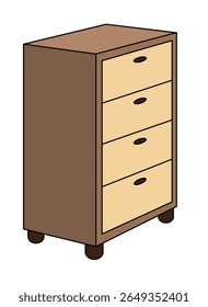 Chest of drawers, storage furniture - vector full color picture. Bedside table, chest of drawers