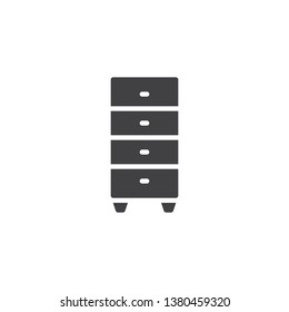 Chest of drawers vector icon. Cabinet filled flat sign for mobile concept and web design. Nightstand, bedroom furniture glyph icon. Symbol, logo illustration. Pixel perfect vector graphics