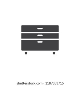 Chest of drawers vector icon. filled flat sign for mobile concept and web design. Nightstand simple solid icon. Symbol, logo illustration. Pixel perfect vector graphics