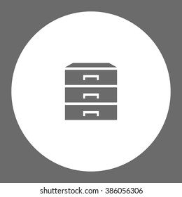 Chest of drawers. Vector icon grey and white
