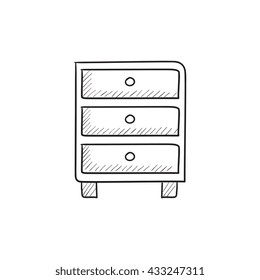 Chest of drawers vector sketch icon isolated on background. Hand drawn Chest of drawers icon. Chest of drawers sketch icon for infographic, website or app.