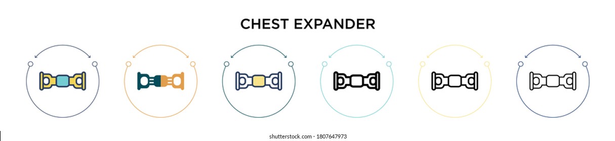 Chest expander icon in filled, thin line, outline and stroke style. Vector illustration of two colored and black chest expander vector icons designs can be used for mobile, ui, web