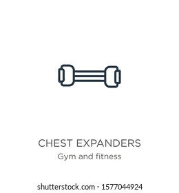 Chest expanders icon. Thin linear chest expanders outline icon isolated on white background from gym and fitness collection. Line vector sign, symbol for web and mobile