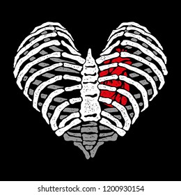 Chest in the form heart black background  Vector file 