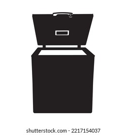 chest freezer fridge vertical icon black silhouette  