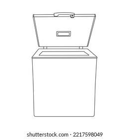 Chest Freezer Fridge Vertical Icon Black Silhouette Outline Line Drawing