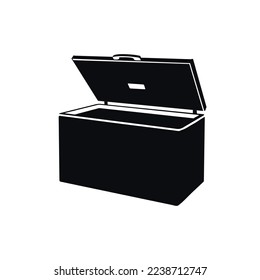 chest freezer fridge vertical icon black silhouette isometric view 