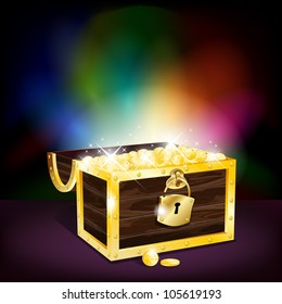 Chest full of gold coins - vector file