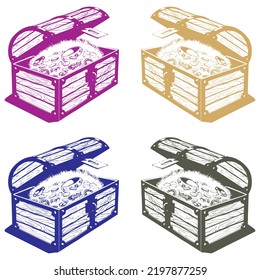 A Chest Full Of Jewels And Jewelry Vector Illustration
