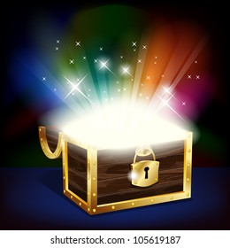 Chest with glowing treasure - vector file