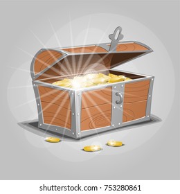 chest with gold coins