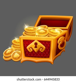 Ícone do peito das moedas de ouro. Ilustração vetorial