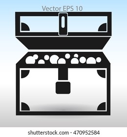 chest of gold and money vector illustration